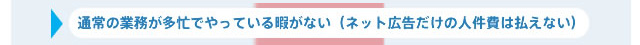 通常の業務が多忙でやっている暇がない（ネット広告だけの人件費は払えない）

